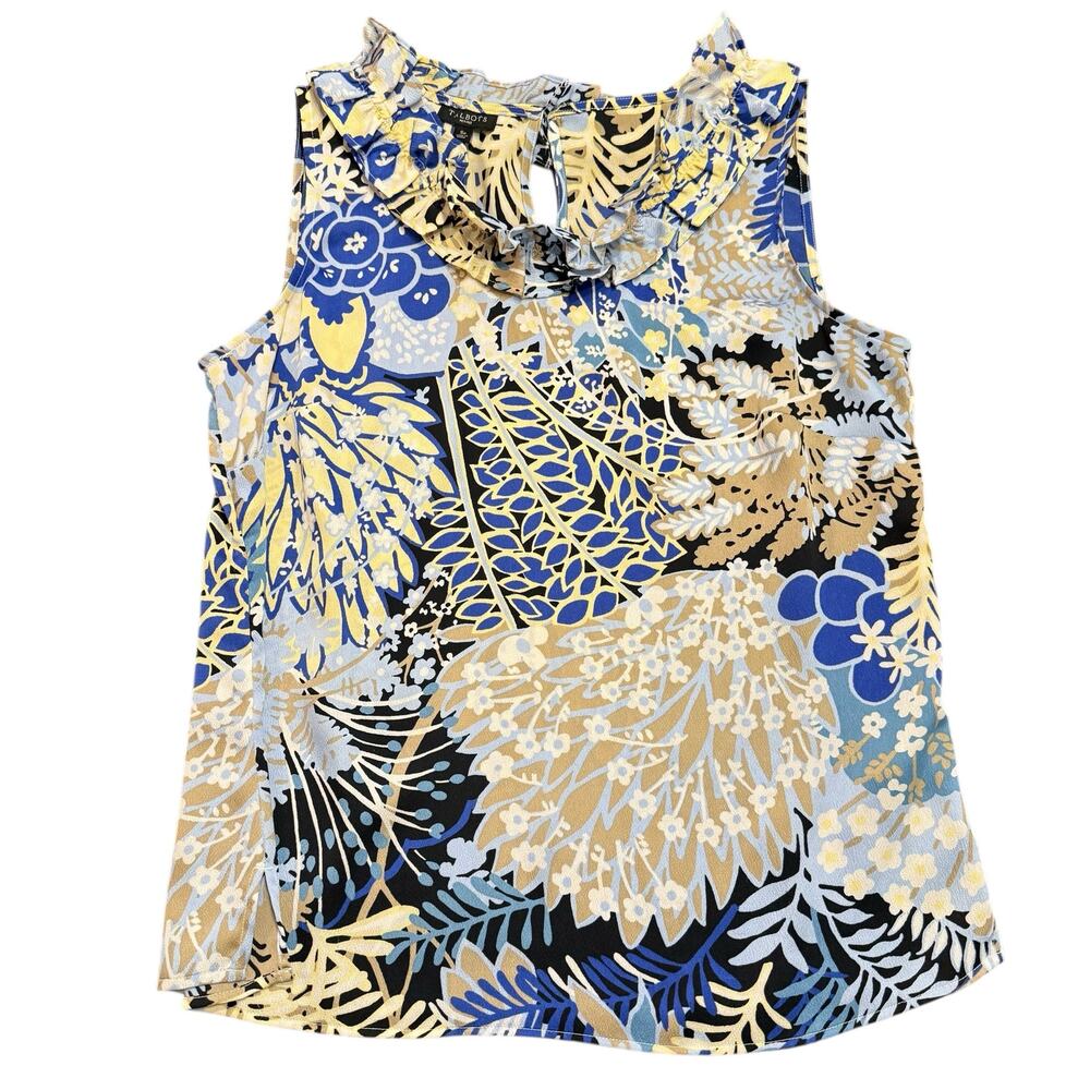 Talbots Women's blue floral print sleeveless top SP